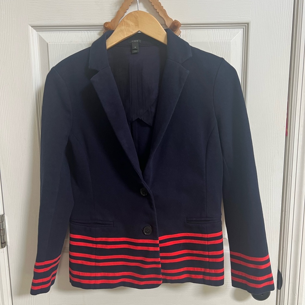 J. Crew Navy and Red Striped Blazer